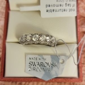 Berricle Anniversary Half Eternity Ring w/Swarovski Zirc/Sterling Silv , sz 6
